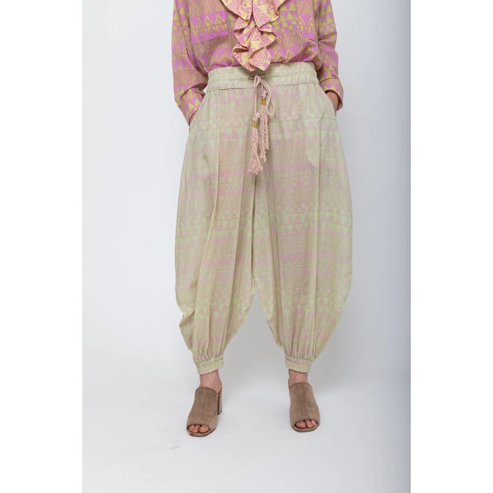 Yvonne S Ibiza Balloon Jogger Harem Style Pants Lightweight 100% Cotton Small